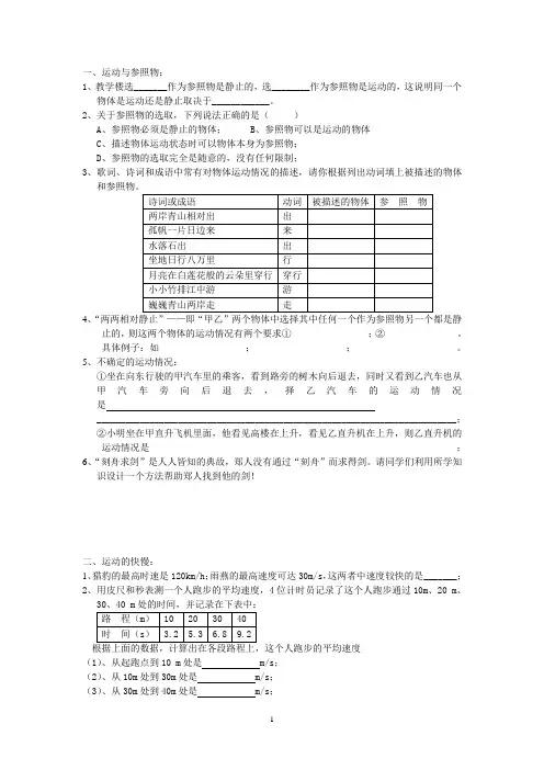 测量、力练习