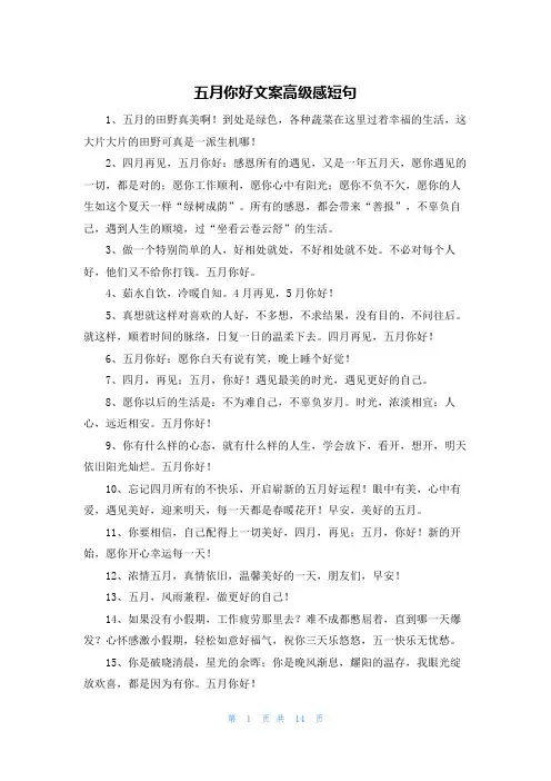 五月你好文案高级感短句