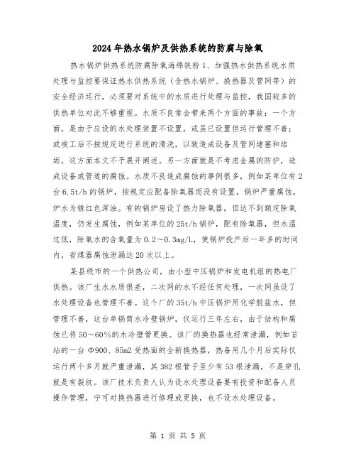 2024年热水锅炉及供热系统的防腐与除氧（2篇）