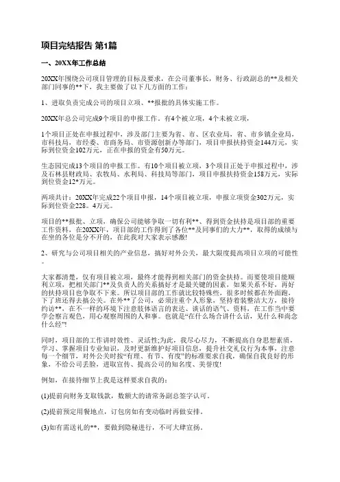 项目完结报告(共5篇)