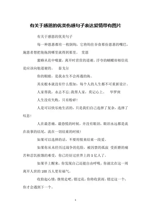 有关于感恩的优美伤感句子表达爱情带有图片