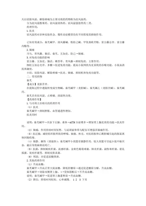 中药药理学知识辅导：祛风湿药