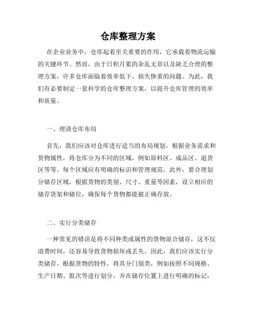 仓库整理方案