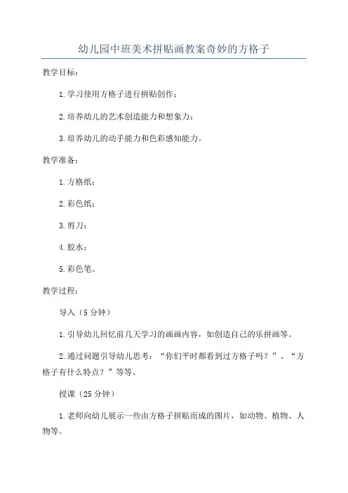 幼儿园中班美术拼贴画教案奇妙的方格子