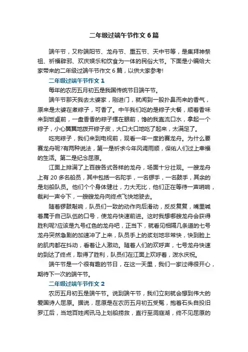 二年级过端午节作文6篇