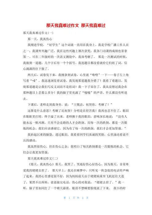 那天我真难过作文 那天我真难过