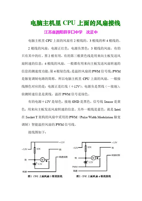 电脑主机里CPU上面的风扇接线