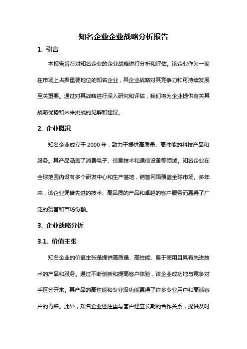 知名企业企业战略分析报告