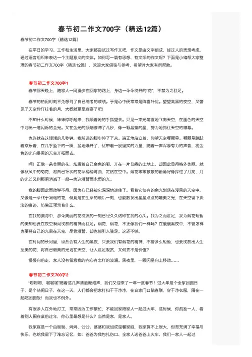 春节初二作文700字（精选12篇）