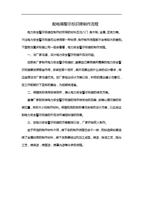 配电箱警示标识牌制作流程