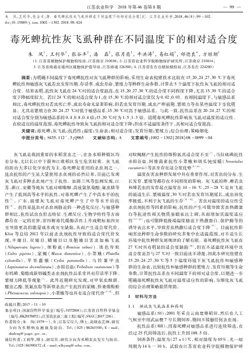 毒死蜱抗性灰飞虱种群在不同温度下的相对适合度