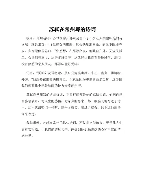 苏轼在常州写的诗词