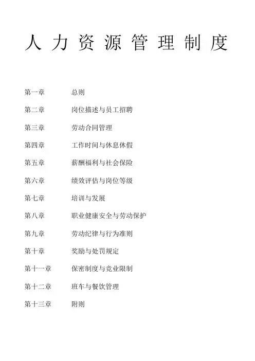 海尔集团人力资源管理规定汇总