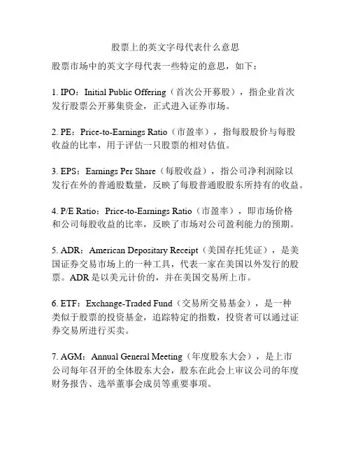 股票上的英文字母代表什么意思