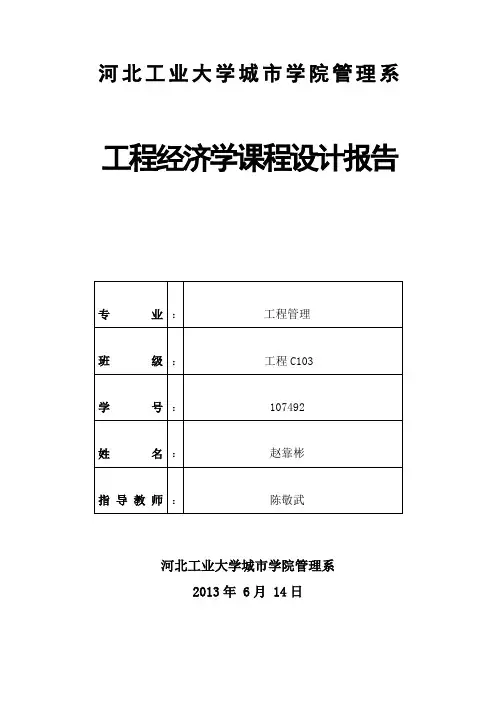 工程经济学课程设计报告_赵靠彬_107492.doc