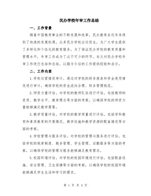 民办学校年审工作总结