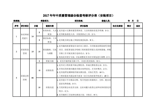 2017年综合检查评分表 (质量-项目)