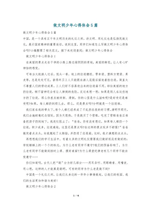 做文明少年心得体会5篇