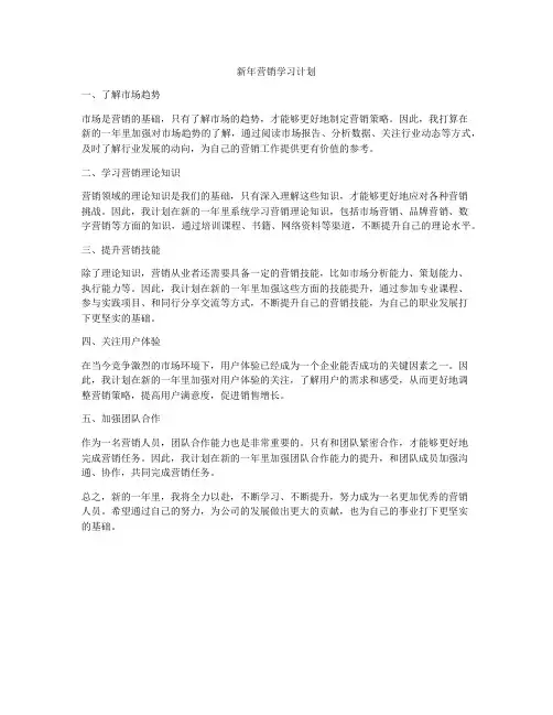 新年营销学习计划