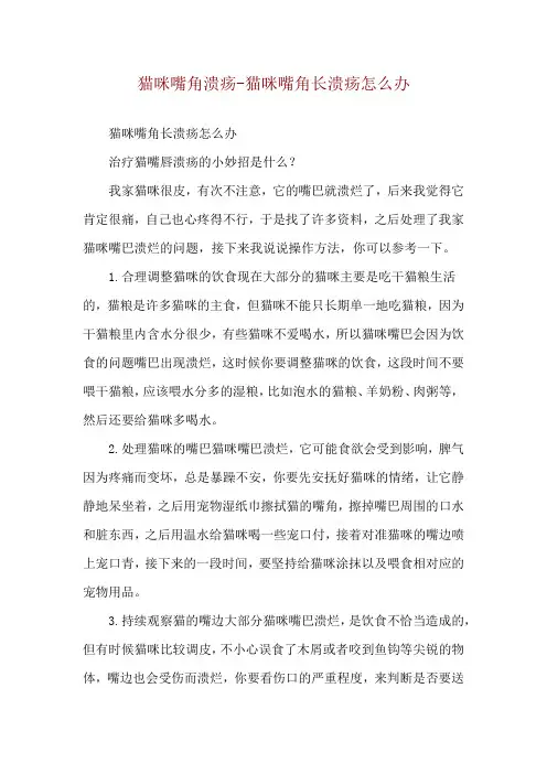 猫咪嘴角溃疡-猫咪嘴角长溃疡怎么办