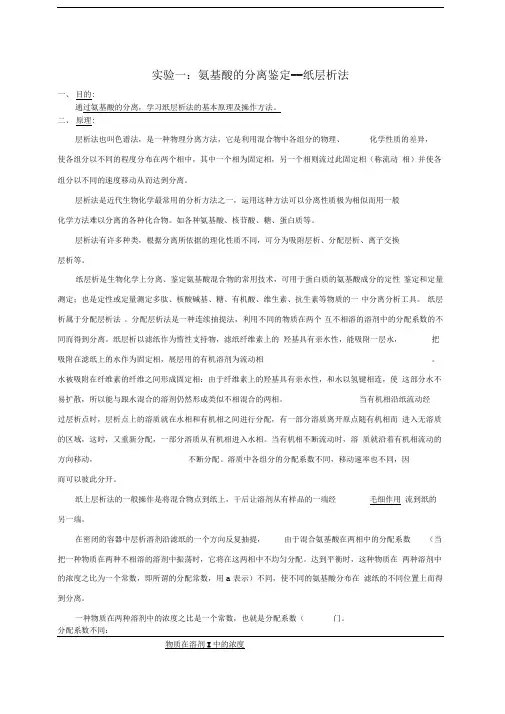 氨基酸的分离鉴定--纸层析法