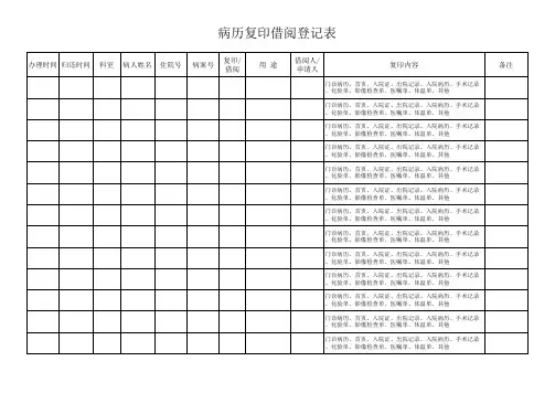 病历复印借阅登记表