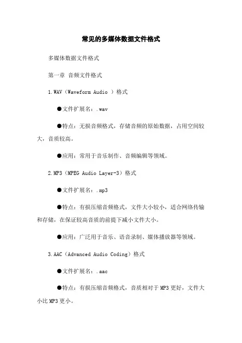 常见的多媒体数据文件格式