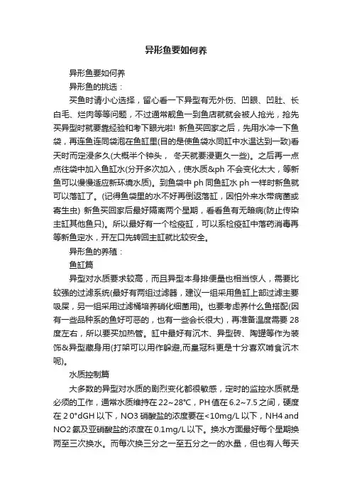 异形鱼要如何养