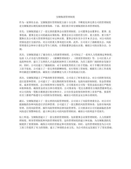 宝钢集团管理制度
