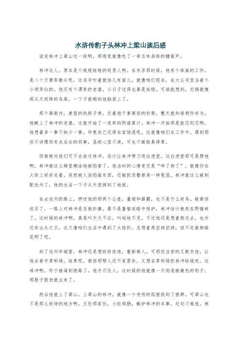 水浒传豹子头林冲上梁山读后感