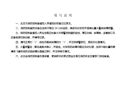 消防控制室值班记录表