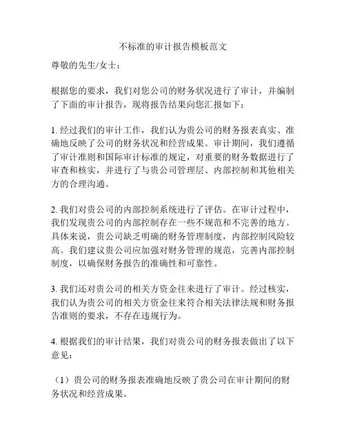 不标准的审计报告模板范文