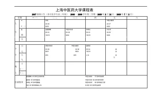 上海中医药大学课程表