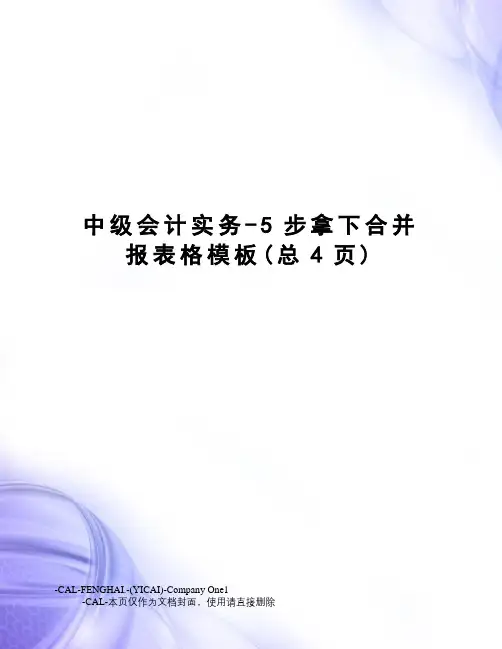 中级会计实务-5步拿下合并报表格模板