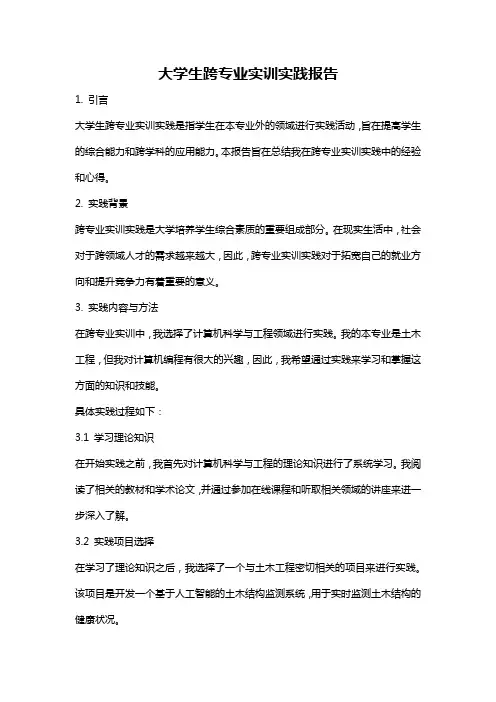 大学生跨专业实训实践报告