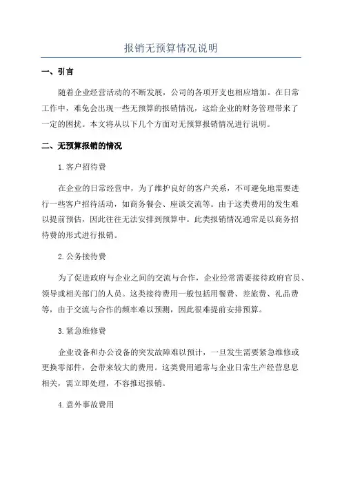 报销无预算情况说明
