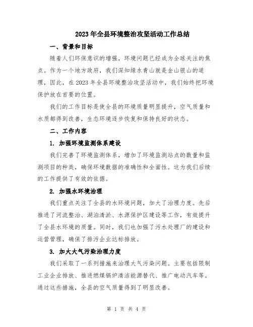 2023年全县环境整治攻坚活动工作总结