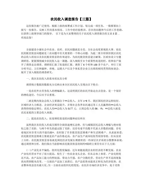 农民收入调查报告【三篇】