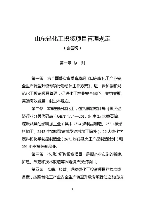 20190701关于《山东省化工投资项目管理规定》