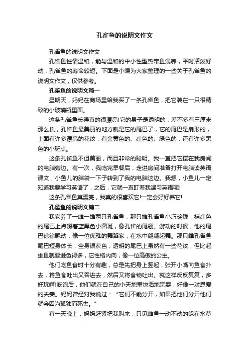 孔雀鱼的说明文作文