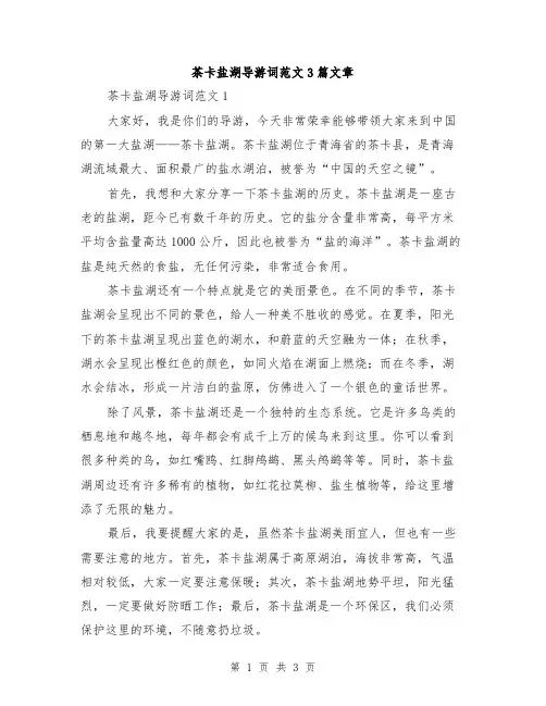 茶卡盐湖导游词范文3篇文章