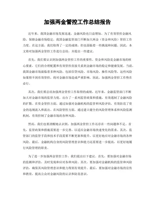 加强两金管控工作总结报告