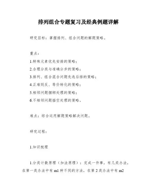 排列组合专题复习及经典例题详解