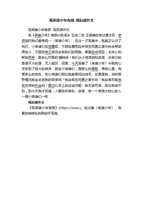 观英雄少年有感-观后感作文
