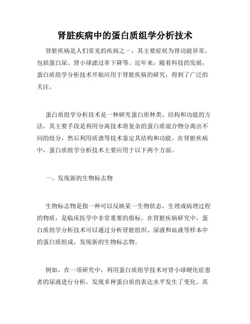 肾脏疾病中的蛋白质组学分析技术