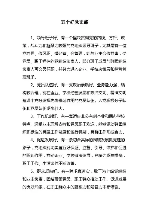 五个好党支部