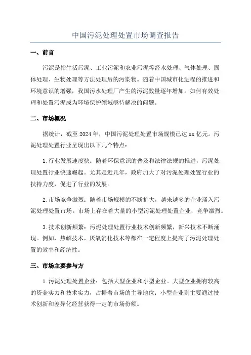 中国污泥处理处置市场调查报告