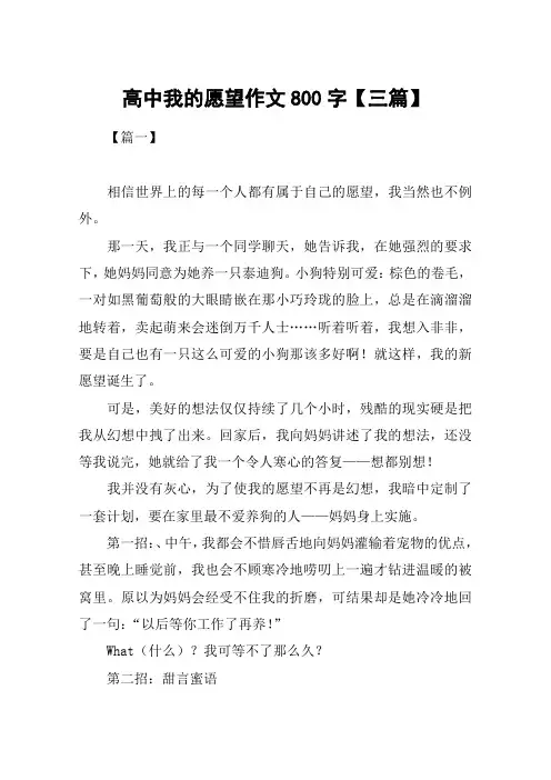 高中我的愿望作文800字【三篇】