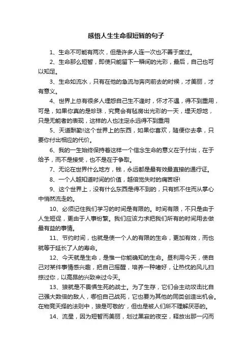 感悟人生生命很短暂的句子