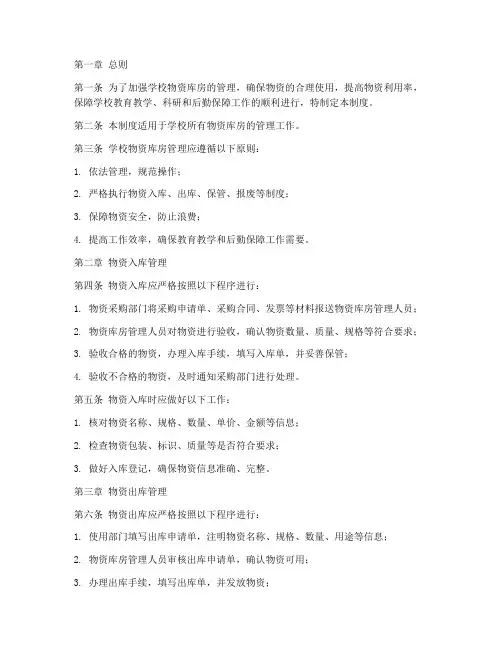 学校物资库房管理制度